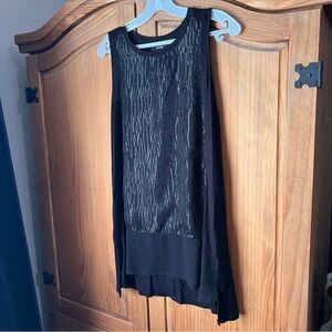 Black Sleeveless Top with Sheer Panel